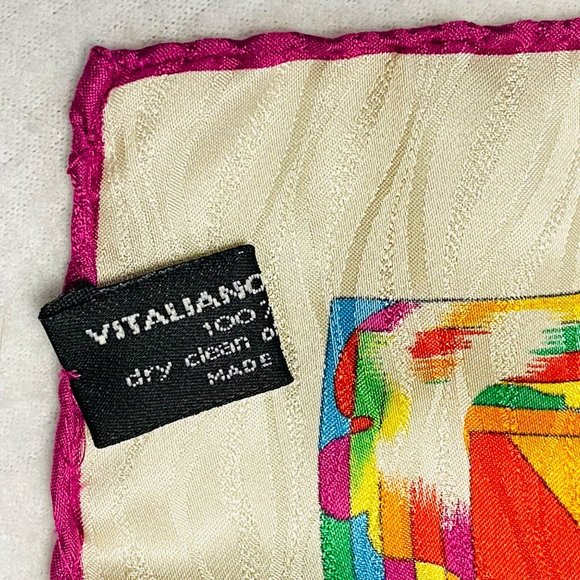 Rare Vitaliano Pancaldi 17" Silk Pocket Square - Picture 12 of 13